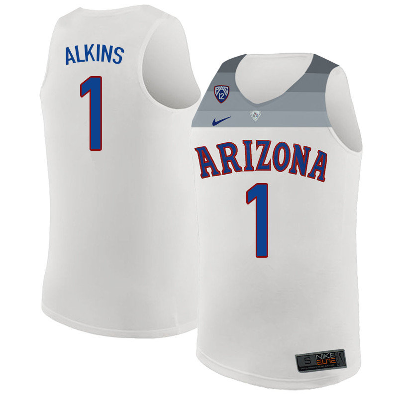 2018 Men #1 Rawle Alkins Arizona Wildcats College Basketball Jerseys Sale-White - Click Image to Close